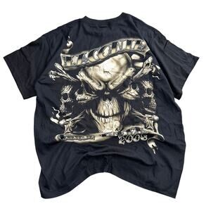 Laconia Bike Week Skull Graphic Tee Shirt Size Large 2008 Biker Harley Grunge